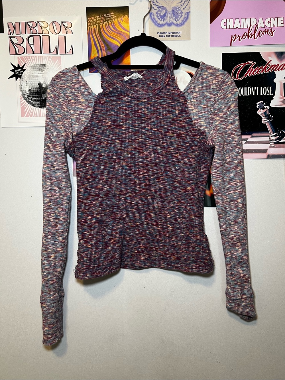 We The Free Multi-Color Sleeve Cold-Shoulder Top